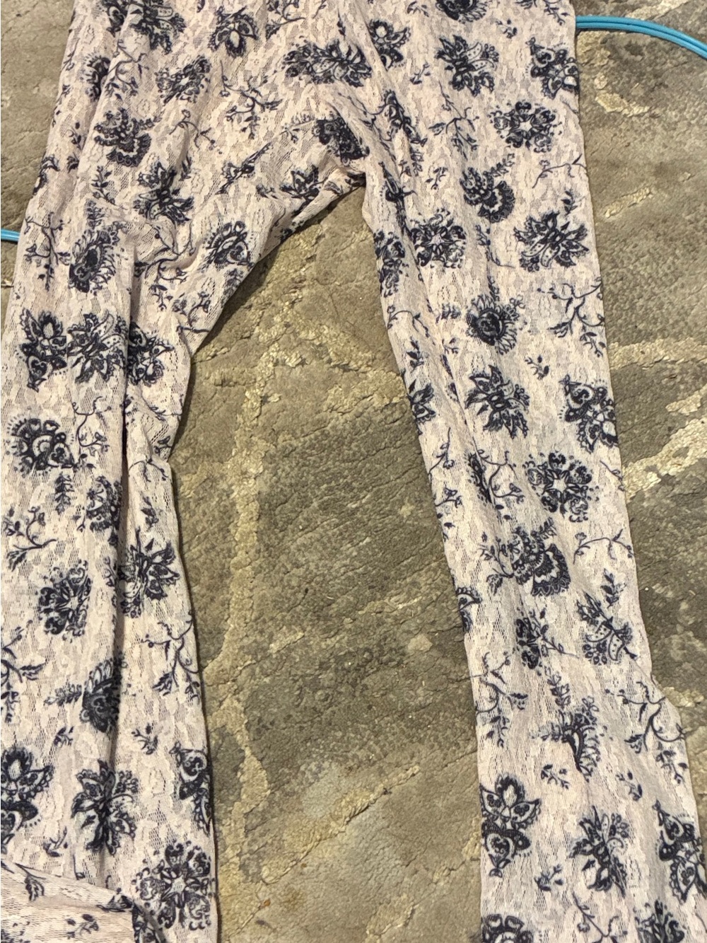 Free People Cream Leggings with Navy Floral Print